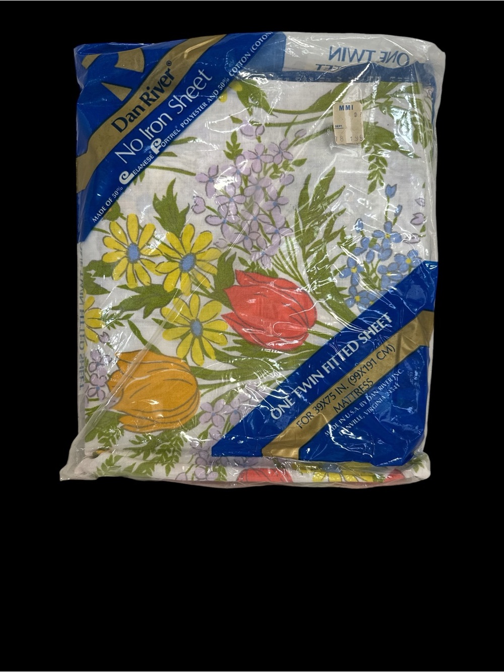Vintage MCM Twin Sheet Tulips Dan River USA NOS